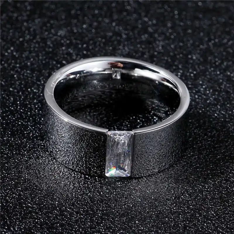 Smooth Women's Stainless Silver Color Size 6-12 Men Band CZ Ring 316L Steel 8mm Single | Украшения и аксессуары