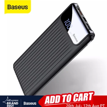 

Baseus 10000mAh Power Bank Quick Charge 3.0 USB External Battery Pack QC3.0 Portable Charger Powerbank with Digital Display