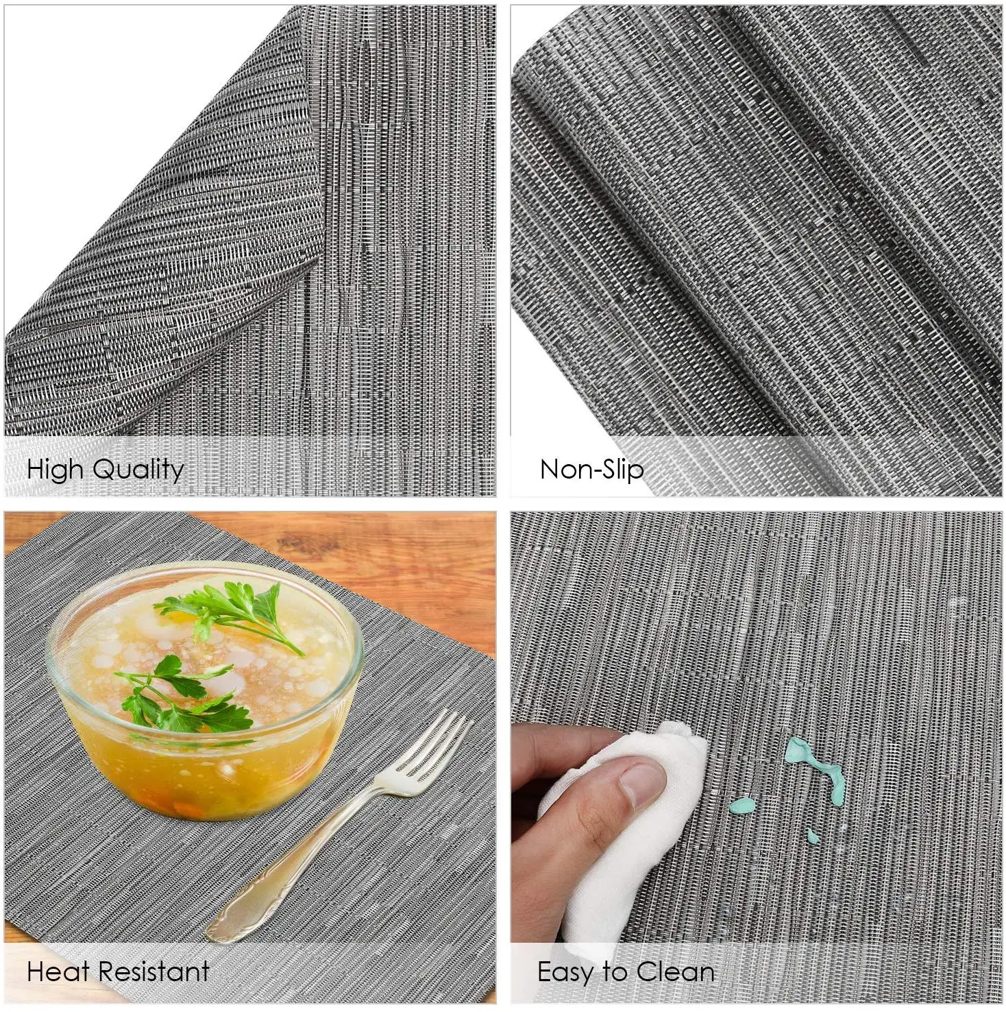 metable Table Mats Set with 4Placemats 4Coasters 1Long Resistant Anti Slip Table Place Mats and Coaster Sets for Home Restaurant