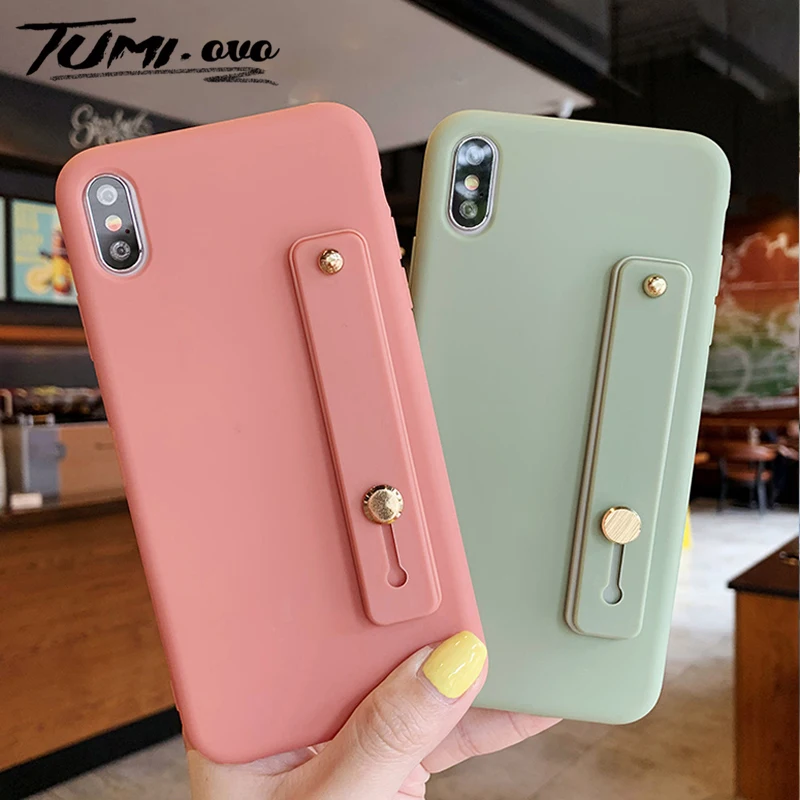 Чехол-накладка для iPhone 6 6s 7 8 Plus X Xr Xs Max силиконовый с ремешком на запястье |