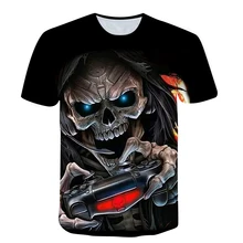 

Summer Funny T-Shirt for Men 3D Skull Printing Hip Hop Style Streetwear Casual Round Neck Oversize T-shirts Men's Shirt Top Tee
