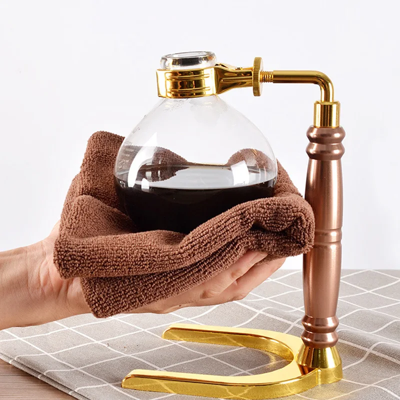 Japanese Style Siphon Coffee Maker Tea Siphon Pot Vacuum Coffee Maker Glass Type Coffee Machine Filter 3 Cups Gold