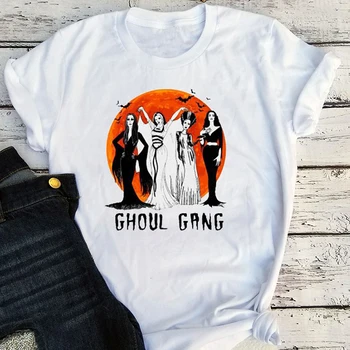 

halloween squad shirt horror squad tshirt sunset halloween tee streetwear plus size 90s tops thanksgiving gothic print o-neck