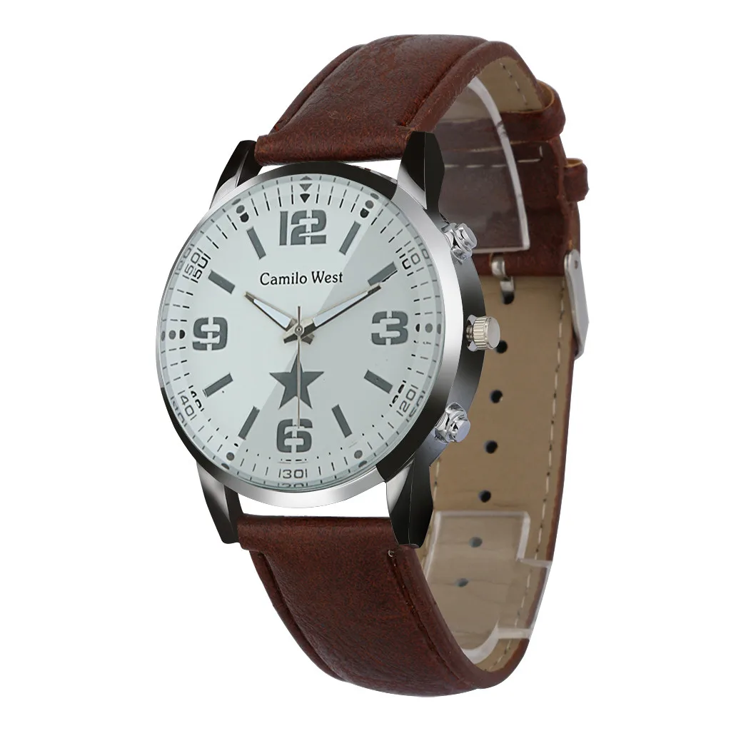 Новые модные часы кварцевые мужские часы синий стеклянный кожаный ремешок для часов мужские наручные часы дешевые Relogio Masculino горячая распродажа - Цвет: E