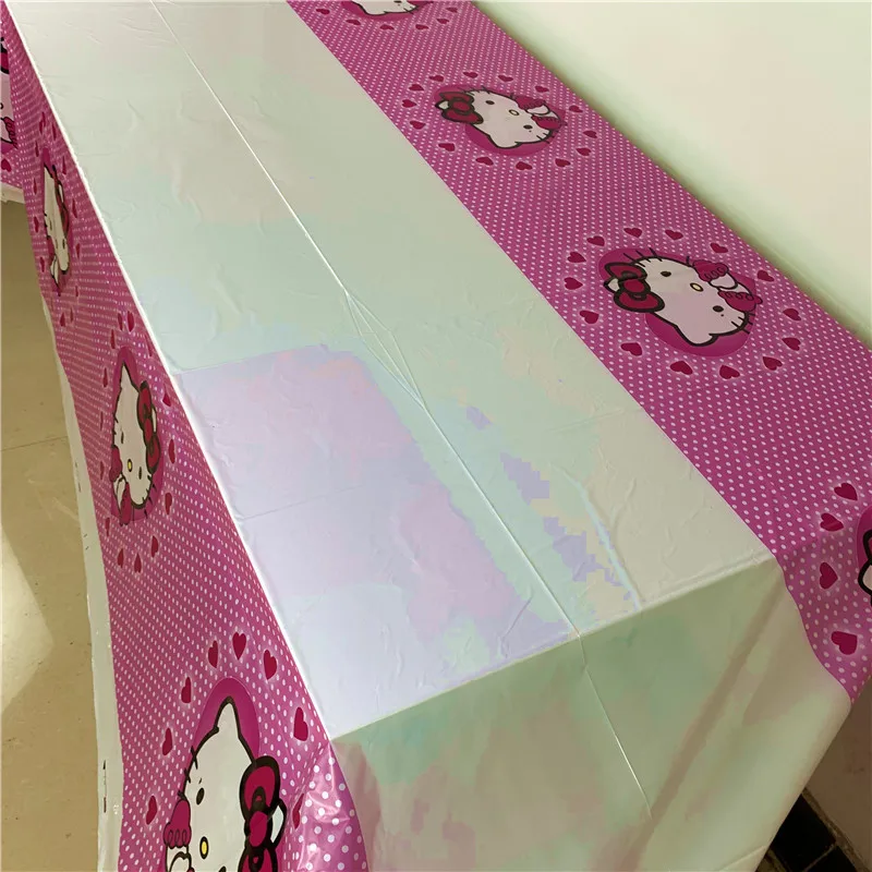 1 шт., розовый рисунок hello kitty, 108*180 см, для украшения дня рождения, Детские вечерние принадлежности, одноразовая посуда, скатерть для душа ребенка