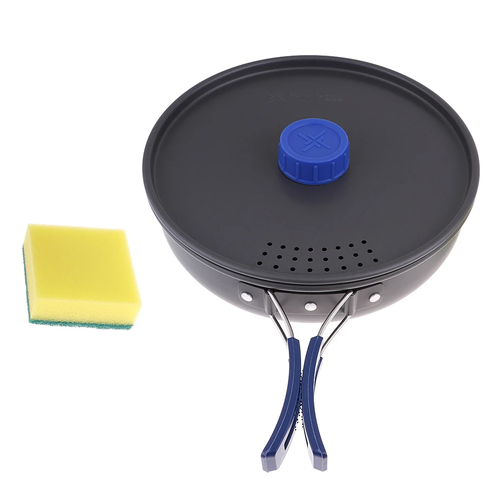 2-3 Person Camping Fry Pan Outdoor Portable Picnic Cooking Cookware with Lid and Carry Bag for Camping Backpacking Hiking