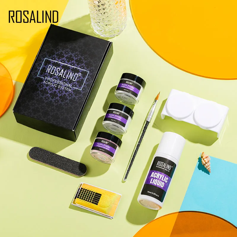 ROSALIND Acrylic nail kit Nail Art Decorations Tools Nail Extension Manicure Set Supplier For professional Acrylic Powder Set