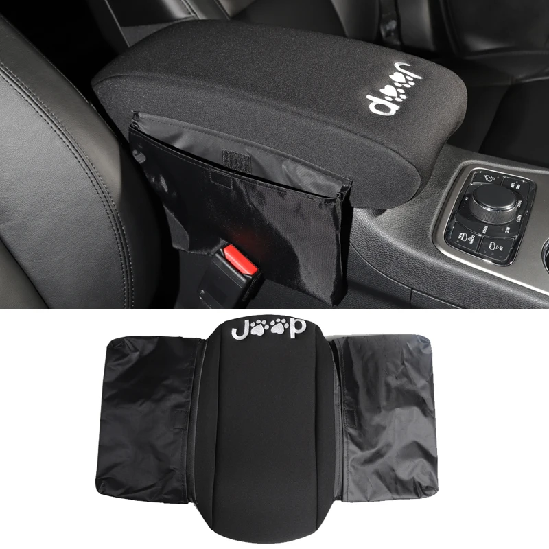 

YCCPAUTO 1Pcs Car Seat Side Storage Bag Armrests Box Pad Cover For Jeep Grand Cherokee 2011+ Accessories Car Styling
