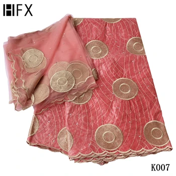 

HFX 7yards Bazin Riche Fabric With Stones Bazin brodé African Lace Fabric 2020 High Quality Lace for Nigerian Wedding Party K007