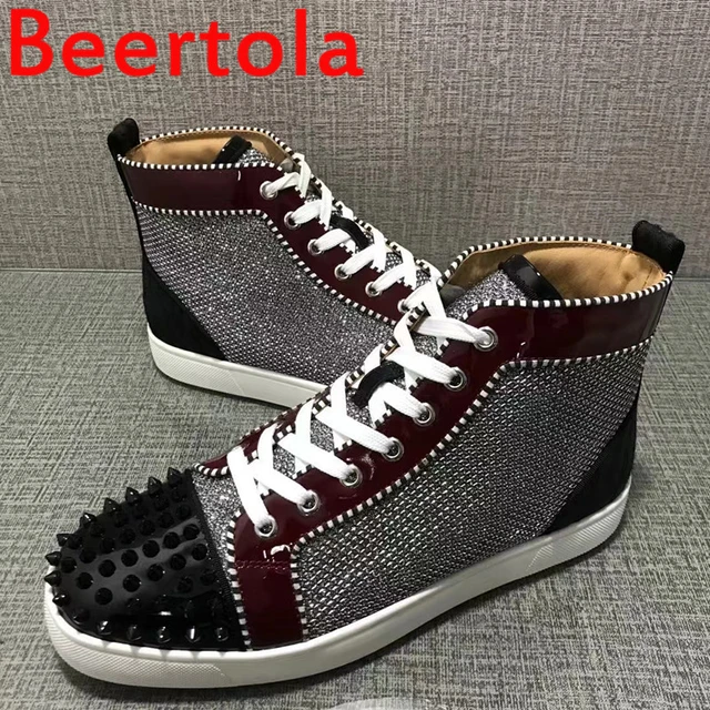 NEW Leisure Lace Up Black red blue suede with Spikes Red bottom sneakers  For Men Womem casual Loafers Zapatos Hombre - AliExpress