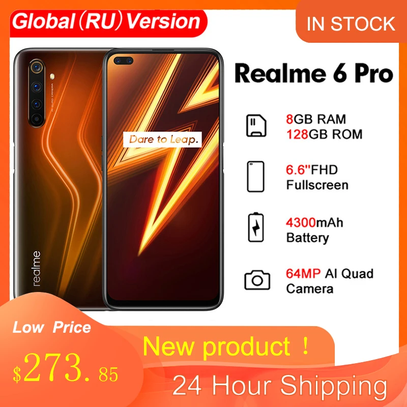 Realme 6 Pro глобальная версия 'Ǝ ГБ 128 Гб 64 мп камера Snapdragon 720G 90 Гц Дисплей 30 Вт флэш