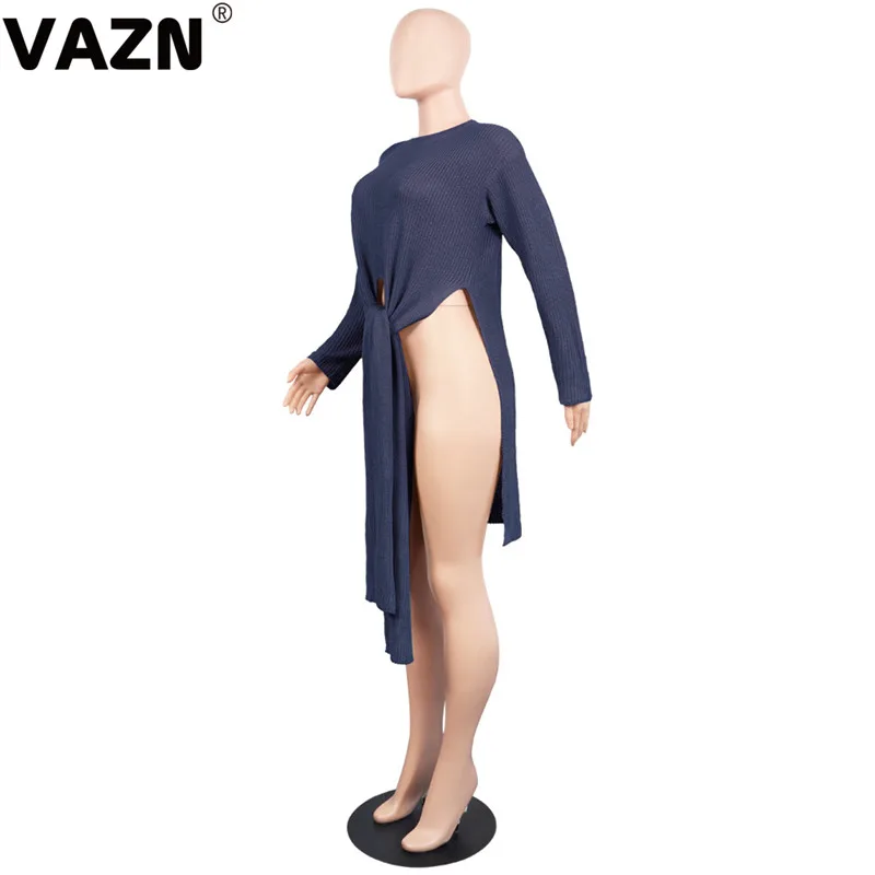 VAZN цвет, однотонный уличный Повседневный сексуальный топ, сексуальный модный брендовый Повседневный облегающий Топ с длинным рукавом и круглым вырезом
