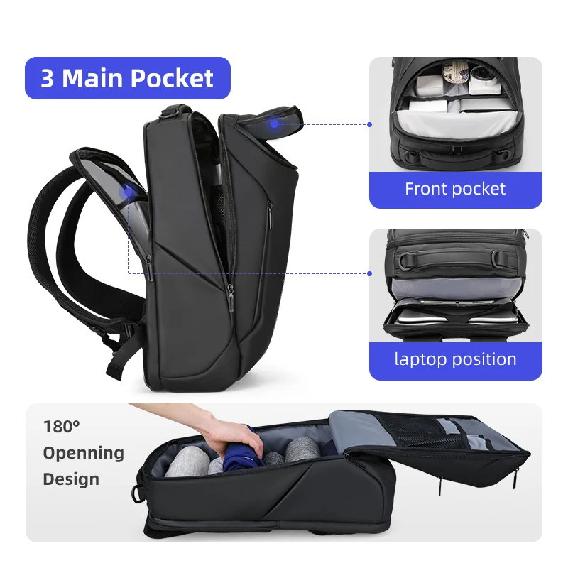 Mark Ryden 2021 New Anti-thief Fashion Men Backpack Multifunctional Waterproof 15.6 inch Laptop Bag Man USB Charging Travel Bag