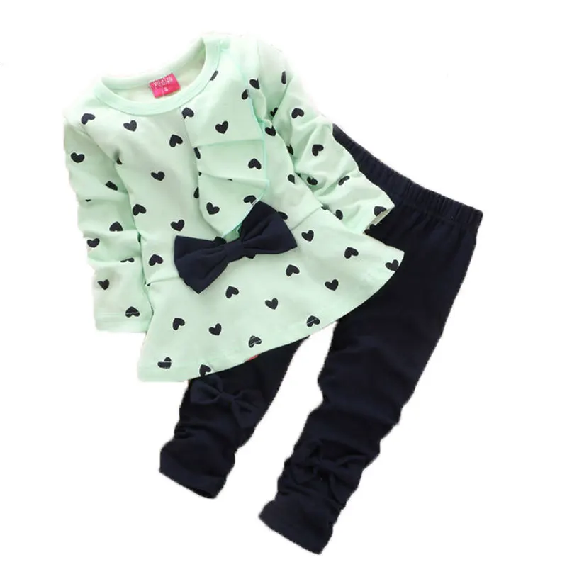 Одежда для малышей Комплект для девочек, новая хлопковая повседневная детская одежда рубашка с длинными рукавами и рисунком Минни однотонные штаны