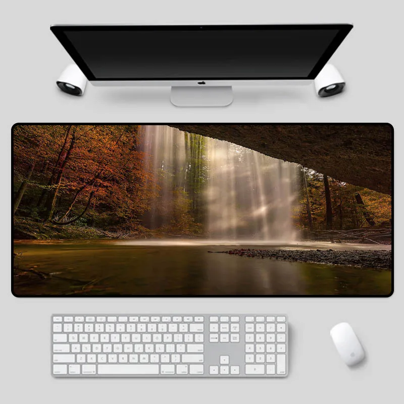 

XGZ Large size beautiful scenery mouse pad beautiful waterfall pattern table pad PC computer gaming keyboard pad
