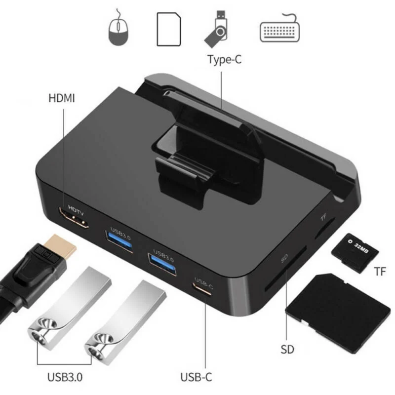 New Plug And Play Practical TYP-C USB 3.0 Port Mobile Phone Expansion Charging Base Dock For Samsung HDMI Desktop Extender