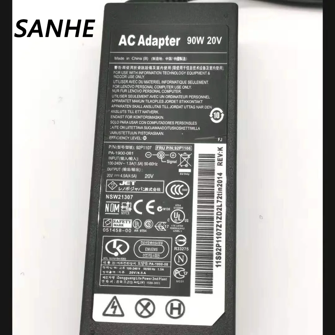 20V 4.5A 90 Вт замена AC Мощность адаптер Зарядное устройство для lenovo Thinkpad E420 E430 T61 T60p Z60T T R61E SL400 T61 X61 X61 X200 T410