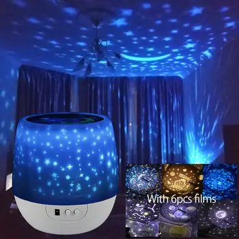 

Star Moon Sky LED Night Light Projector USB+Battery Powered Magic Tricolor Baby Kid Bedroom Night Lamp with Dimming LED Light