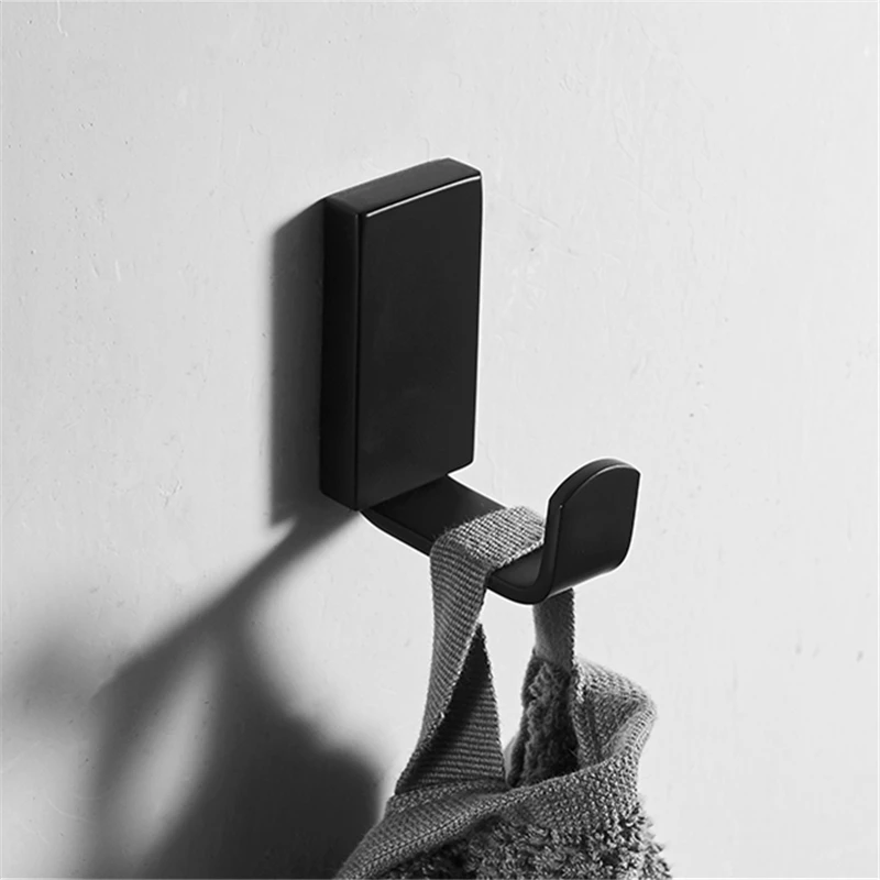 Modern Black Robe Hooks Stainless Steel Towel Robe Coat Cloth Bag Key Holder Hanger Wall Mounted Wall Hook - Цвет: Black