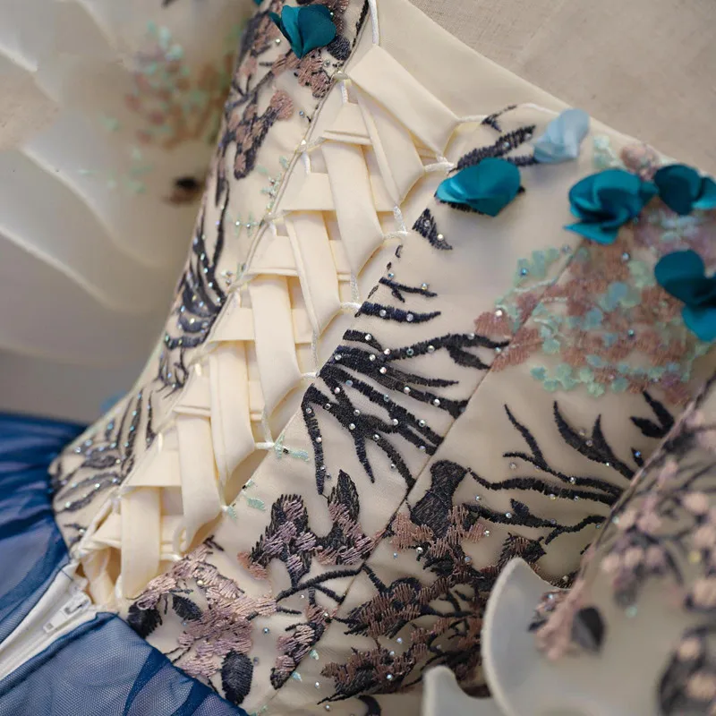 Blue-Embroidery-Puffy-Evening-Ball-Gown-Flared-Sleeves-Custom-Made-Princess-Empire-None-Train-Celebrity-Formal (5)