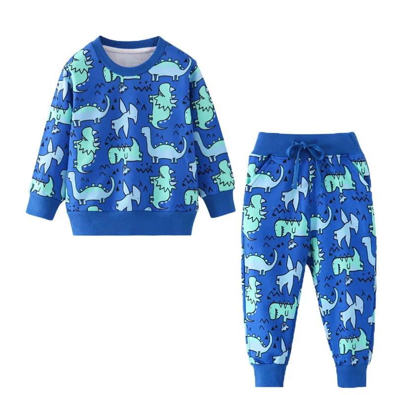 Jumping meter/новые комплекты одежды для маленьких мальчиков осенне-зимняя хлопковая одежда с принтом Тигра для мальчиков и девочек Рубашка с длинными рукавами и штаны - Color: T90247093