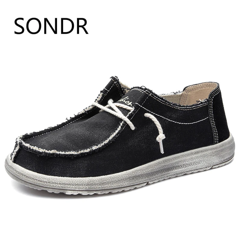 summer canvas men's shoes breathable casual driving shoes slip easy to wear men's flat shoes soft big size loafers