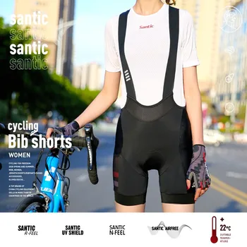 

2020 New Santic Bicycle Bib Shorts Quick Dry Shockproof MTB Cycling Bib Shorts Breathable Women BIke Bib Shorts Asian size