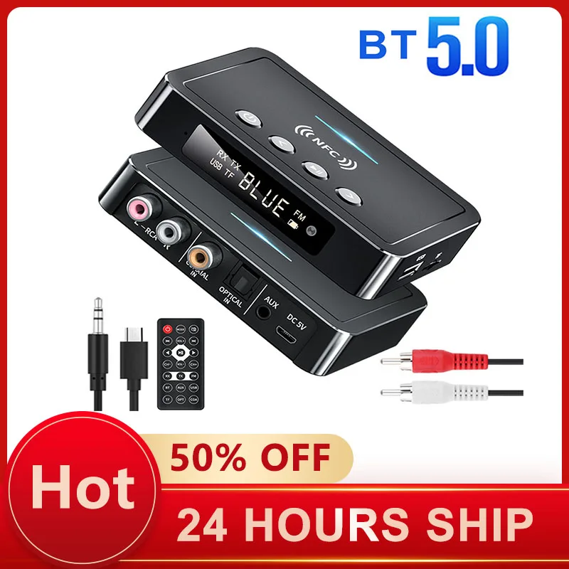 Bluetooth-compatible 5.0 Receiver Transmitter FM Stereo AUX 3.5mm Jack RCA Optical Handsfree Call NFC Bluetooth Audio Adapter TV |