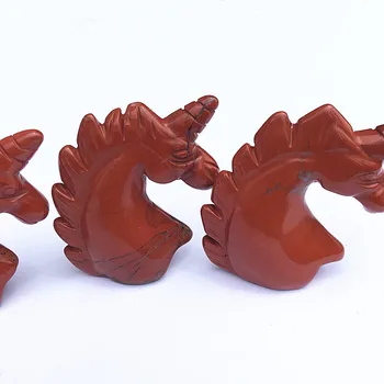 

Natural Red jasper unicorn hand carved stone crystal horse head shape gemstone for home decoration