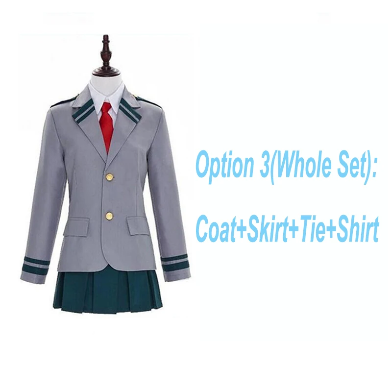Boku no Hero Academy My Hero Academy Femlae Мужская школьная форма Midoriya izku Bakugou Katsuki Ochaco Uraraka Косплей Костюм - Color: Coat Skirt Tie Shirt