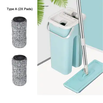 

2IN1 Automatic Flat Squeeze Mop and Bucket Magic Cleaning Lazy Mops Microfiber Pads Free Hand Washing Floor Cleaner Wringing Mop