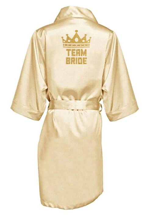 new Champagne bathrobe bride satin-silk robe women bridal party sister team mother shower gift bridesmaid wedding short robes