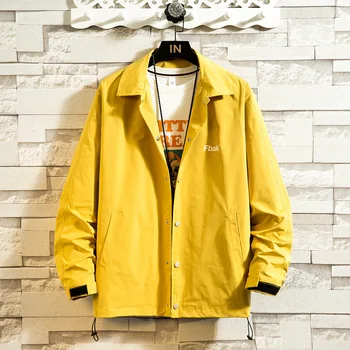 

#2930 Spring Autumn Black Red Yellow Blue Casual Jacket Men Thin Loose Plus Size M-5XL Harajuku Streetwear Windbreaker Jackets