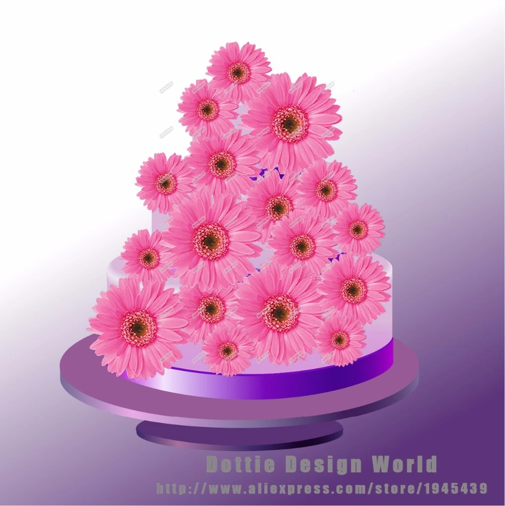 Garniture De Gateau Comestible En Papier 25 Fleurs De Marguerite Rose Melangees Gaufres De Riz Decoration De Gateau De Mariage Cupcake Decoration De Fete D Anniversaire Aliexpress