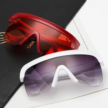 

Large Frame Sun Glasses For Women Men Anti-UV400 Sunglasses One Piece Lens Oversized Goggle Mirrored Glasses Zonnebril Heren