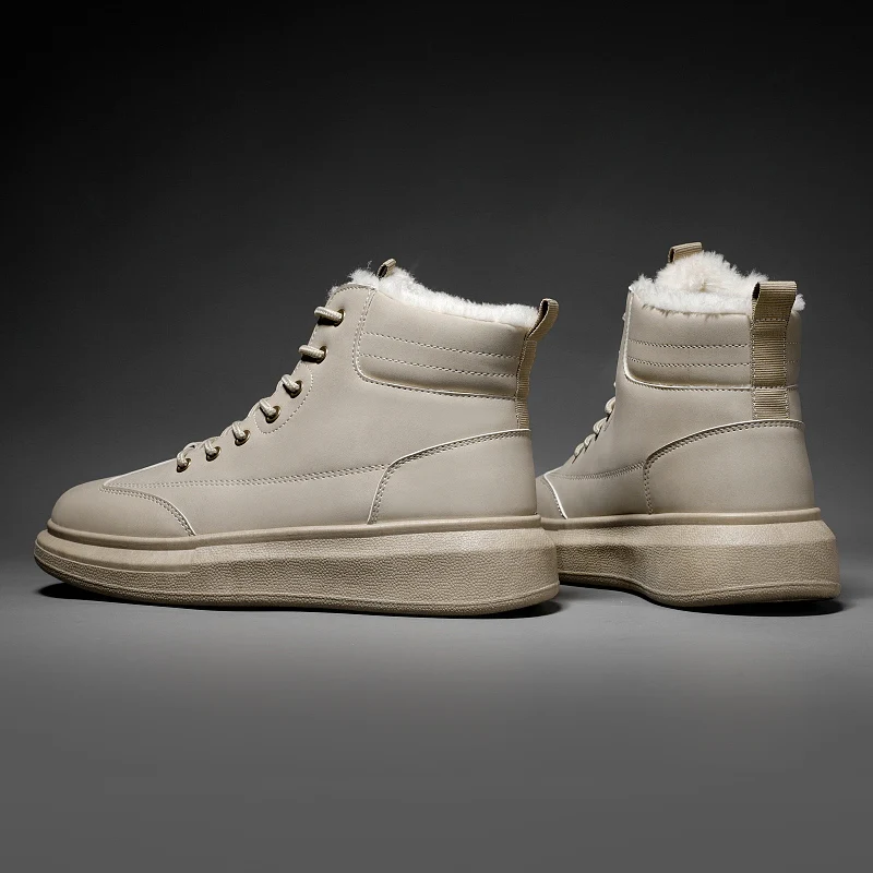 Ankle Boots Men Snow Boots Winter Warm Lace-up Men Shoes 2021 New Fashion Flock Plush Winter Boots Men Shoe Plus Size