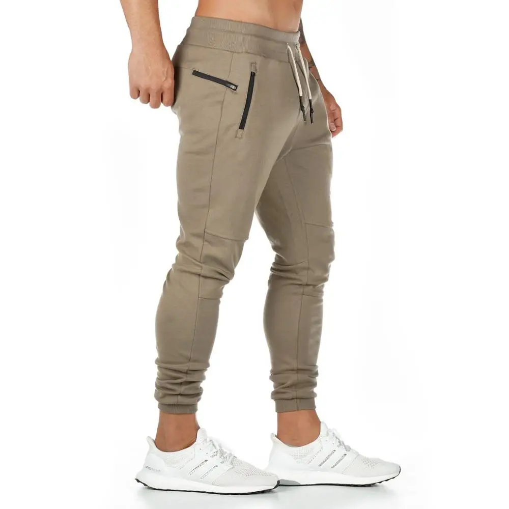 Новое поступление, мужские спортивные брюки для бодибилдинга, облегающие серые бегуны для бега, тренировочные брюки для бега, фитнеса, фитнеса - Цвет: Хаки