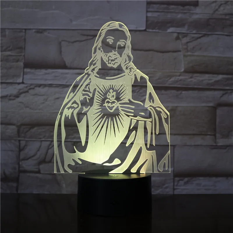 Лампе Led Jesus 7 цветов изменить ночную лампу 3D настольная лампа для спальни спальный lamparas домашний декор декоративные светильники 3232