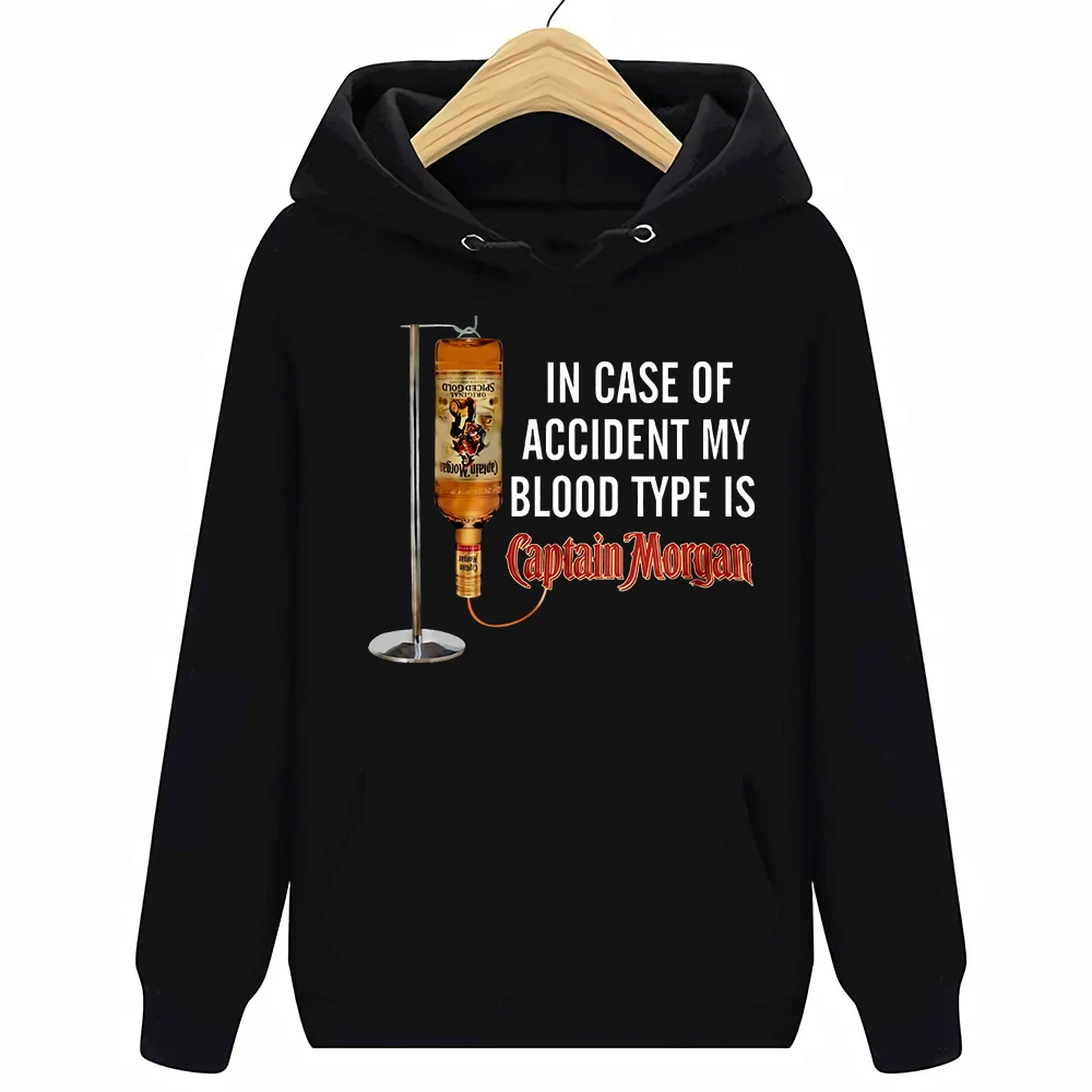 

In Case Of Accident My Blood Type Is Captain Morgan Mens S-3XL Hoodies Sweatshirts