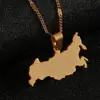 Stainless Steel Gold Color Russia Map Pendant Necklaces The Russian Federation Map Chain Jewelry 4