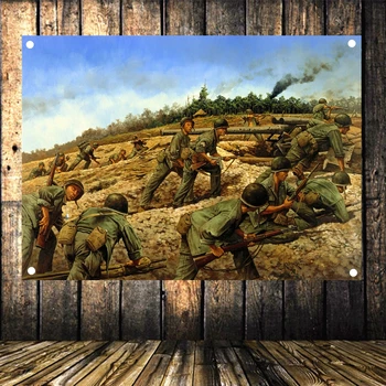 

High Quality WW2 Banner Wehrmacht Tank Poster 4-hole Flag Wall Art Canvas Painting Mural Military Museum Wall Decoration