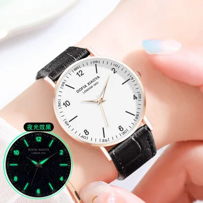 Светящиеся Роскошные сетчатые магнитные пряжки кварцевые наручные часы для женщин Звездный браслет с изображением неба наручные часы для ношения с платьем Relogio Feminino - Цвет: Leather Black