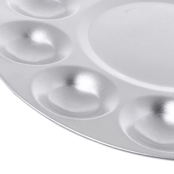 

Aluminum Round Oil Painting Palette Nail Art Color Mixing Plate With 10 Grooves 090F