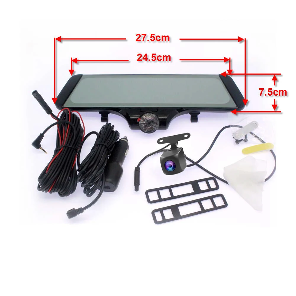 Tanie 10 cal IPS ekran dotykowy LCD dash cam 360 stopni Panorama HD obiektyw typu rybie oko samochodu kamera DVR pełny ekran mediów strumieniowych rejestrator