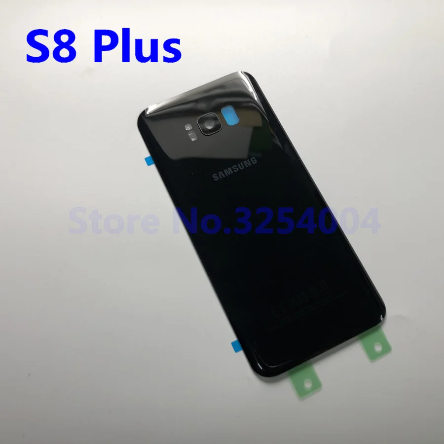 Чехол на заднюю батарейку для samsung Galaxy S8 G950 S8+ G955 S8 Plus Задняя стеклянная крышка корпуса+ клей+ стеклянная рамка для объектива камеры - Цвет: S8 Plus Black
