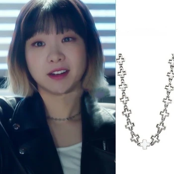 

Cross chain Kwon NaRa Itaewon Class Kim Da Mi dramas TV chain Necklace for women girl fashion jewelry choker mujer accesorios
