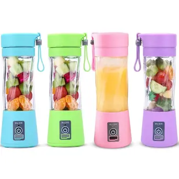 

Protable Mini Juicer Cup Single Serve Personal Size Blender USB Rechargeable 380ml Fruit Mixing Machine Multifunction