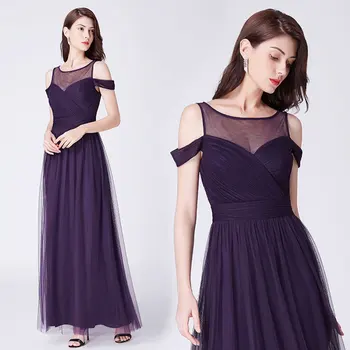 

Purple Womens O-Neck Mesh Long Party Dress Sexy Evening Banquet Elegant Short Sleeve Prom Dress Mesh Maxi Gown Vestido XS-XXL