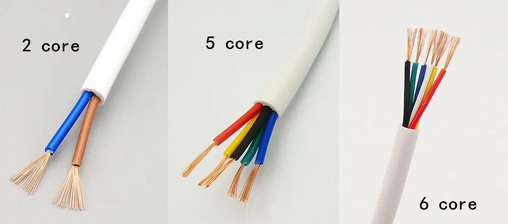 Белая мягкая оболочка провода 6 сердечника 0,2, 0.3мм Through через экструдирование производственный сигнал управления линии с бескислородной меди 24, 22AWG 5 м