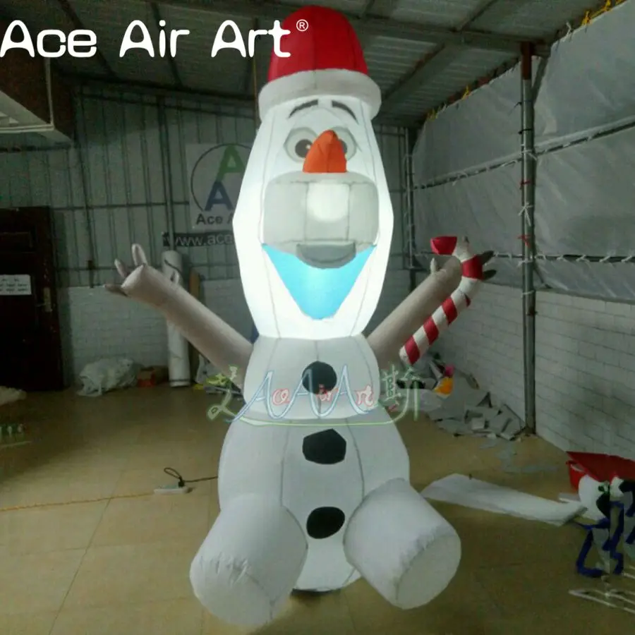 White LED lightening Olaf model snowman replica for Christmas inflatable olaf with free blower for